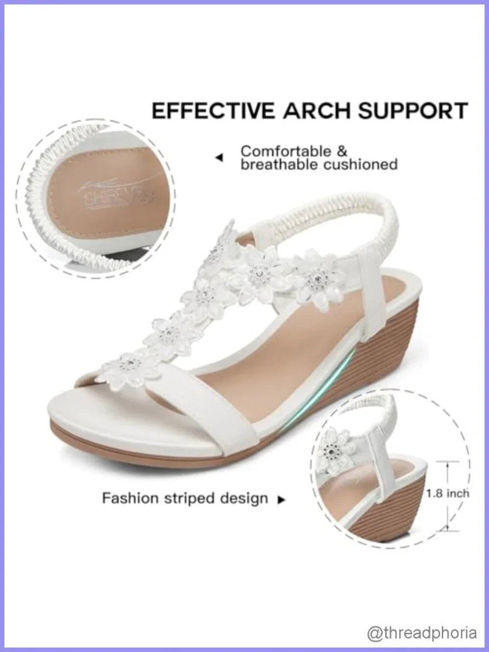 Boho Platform Wedge Sandals with Rhinestone Flowers & Ankle Strap